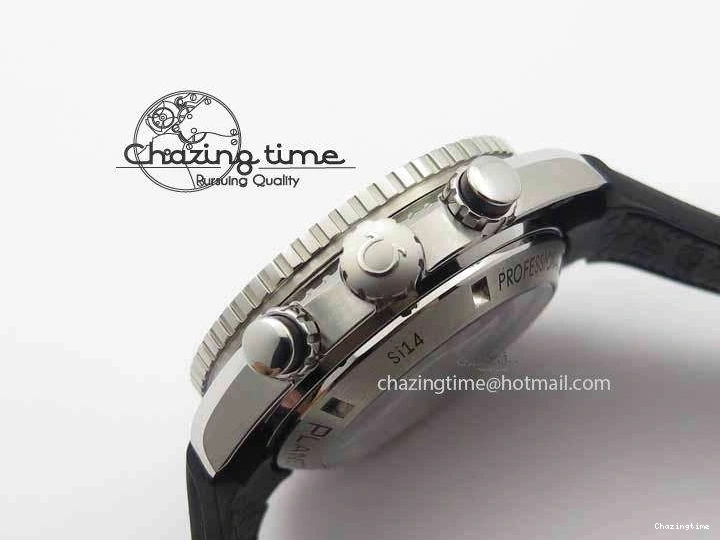 0319 Unisex Planet Ocean Master Chrono 45mm SS OM 1:1 Best Edition Black Dial On Black Rubber Strap A 8171